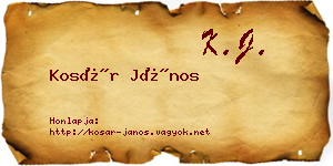 Kosár János névjegykártya