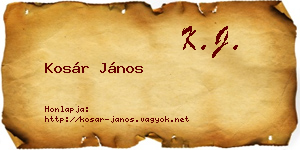 Kosár János névjegykártya